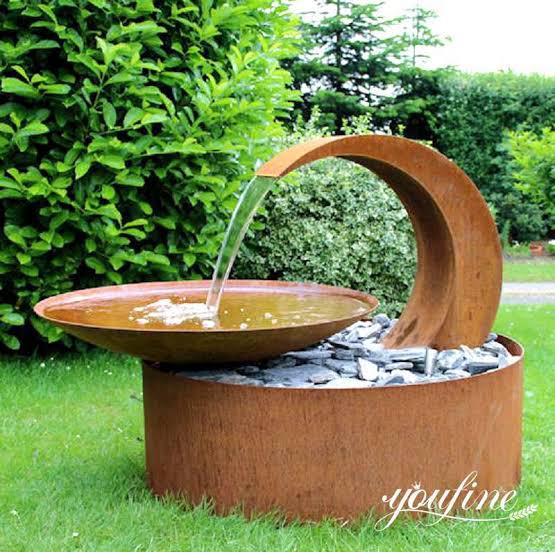 Corten Curved Bowl Water Feature — Available Fixture