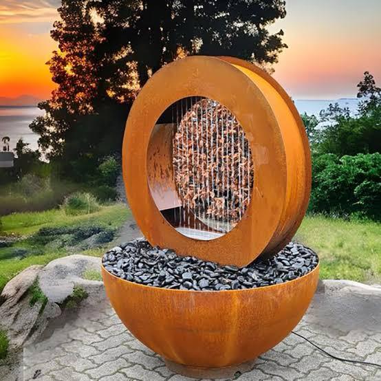 Circular Corten Rain-Curtain Fountain — Available Fixture