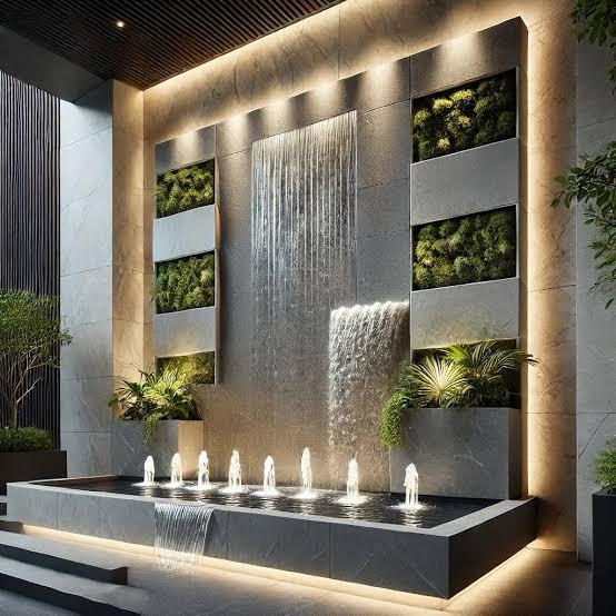 Illuminated Wall Waterfall with Deck Jets — Available Fixture