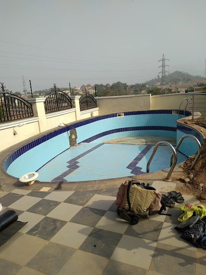 Pool leakage detection and repair work in progress