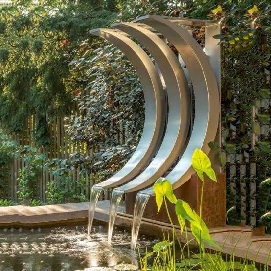 Triple Curved Stainless Waterfall Blades — Available Fixture